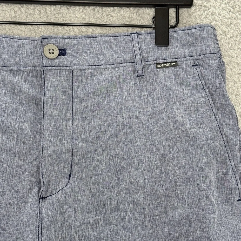 Speedo Mens Hybrid Board Shorts Blue Heathered Quick Dry Swim Trunks Size 36